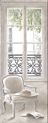 Toile ACC " le balcon et fauteuil" GM-Oliva blue-decoration de charme