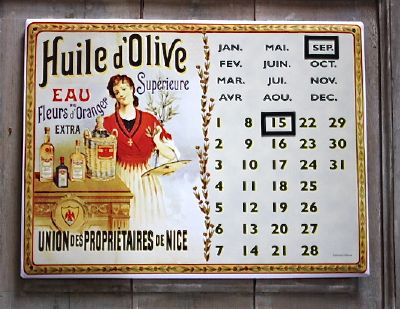 Plaque calendrier huile d'olive-plaques deco-deco cuisine
