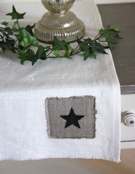 Chemin de table étoile lin lavé couleur blanc cassé-décoration scandinave scandinave
