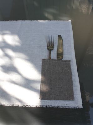 Set de table poche lin lavé couleur blanc cassé-déco scandinave