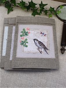 Protege cahier lin et oiseau (3)-decoration de charme